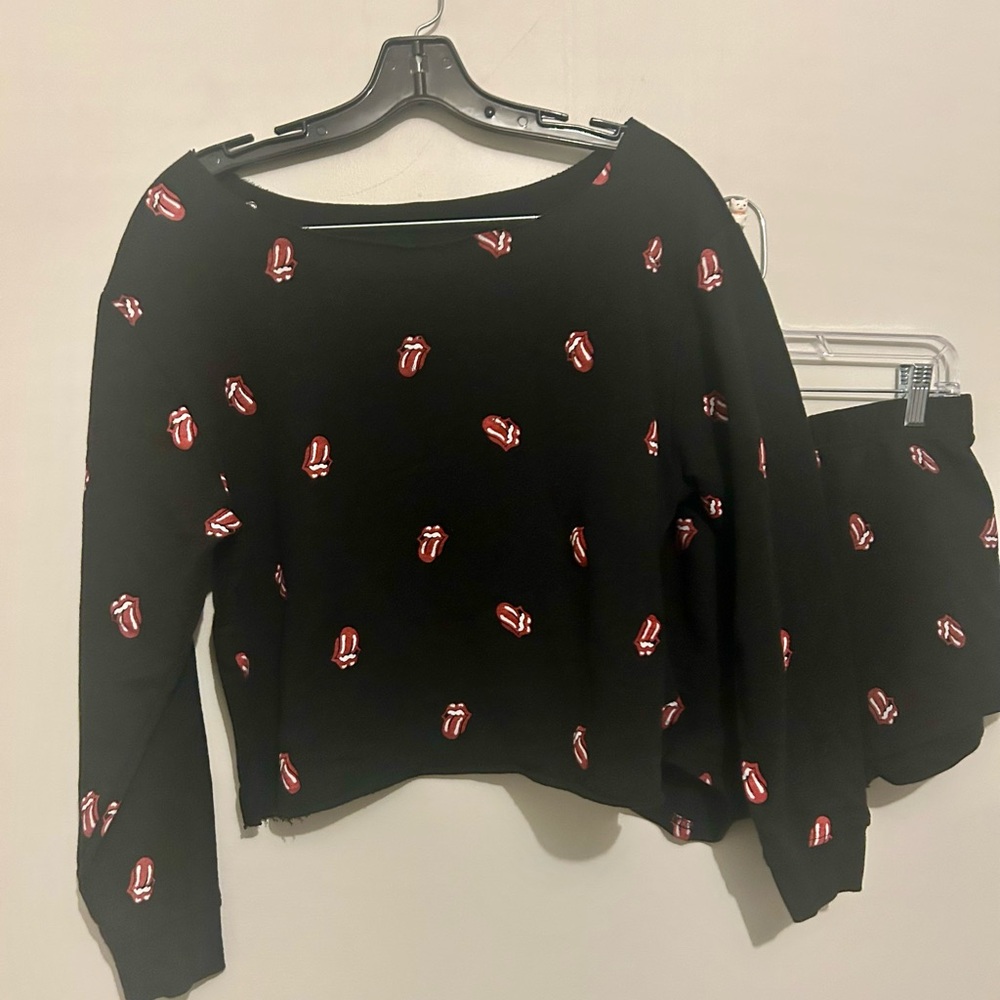 Rolling Stones Musidor Bravado Merchandising Crop Top Lounge Shorts Set L Large